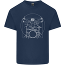 Vitruvian Drummer Funny Drumming Kids T-Shirt Childrens Navy Blue