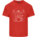 Vitruvian Drummer Funny Drumming Kids T-Shirt Childrens Red