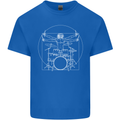 Vitruvian Drummer Funny Drumming Kids T-Shirt Childrens Royal Blue
