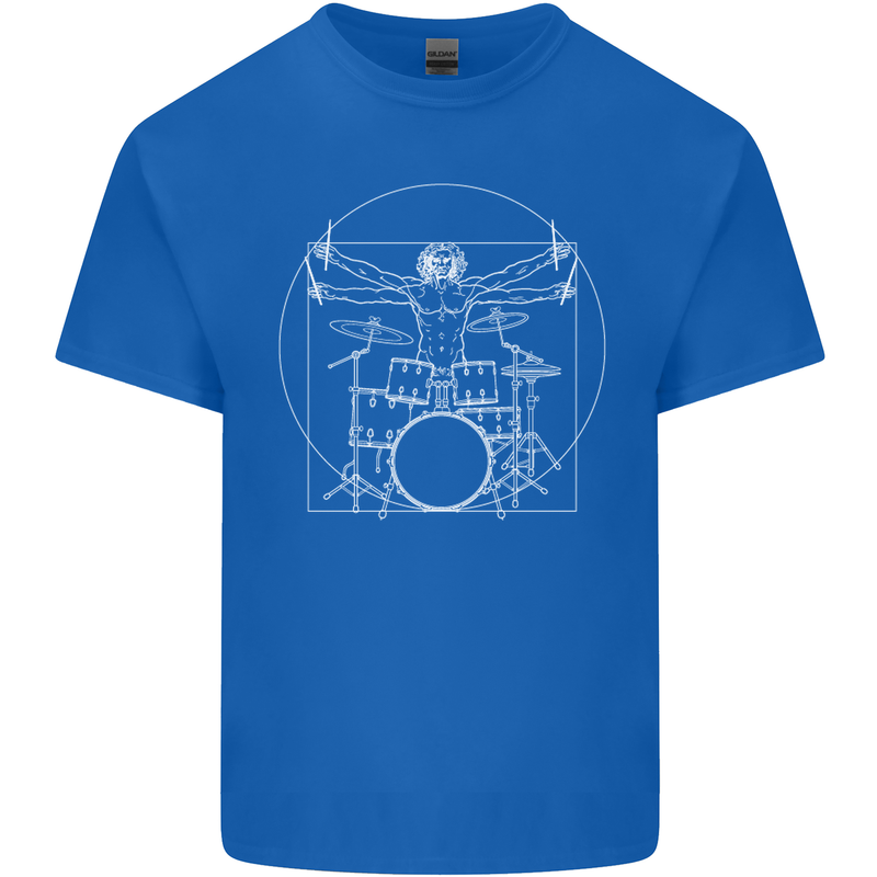 Vitruvian Drummer Funny Drumming Kids T-Shirt Childrens Royal Blue
