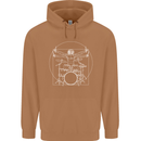 Vitruvian Drummer Funny Drumming Mens 80% Cotton Hoodie Caramel Latte