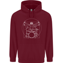 Vitruvian Drummer Funny Drumming Mens 80% Cotton Hoodie Maroon