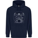 Vitruvian Drummer Funny Drumming Mens 80% Cotton Hoodie Navy Blue