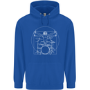 Vitruvian Drummer Funny Drumming Mens 80% Cotton Hoodie Royal Blue