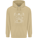 Vitruvian Drummer Funny Drumming Mens 80% Cotton Hoodie Sand