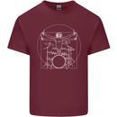 Vitruvian Drummer Funny Drumming Mens Cotton T-Shirt Tee Top Maroon