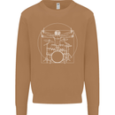 Vitruvian Drummer Funny Drumming Mens Sweatshirt Jumper Caramel Latte