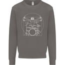 Vitruvian Drummer Funny Drumming Mens Sweatshirt Jumper Charcoal
