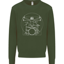 Vitruvian Drummer Funny Drumming Mens Sweatshirt Jumper Forest Green