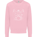 Vitruvian Drummer Funny Drumming Mens Sweatshirt Jumper Light Pink