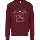 Vitruvian Drummer Funny Drumming Mens Sweatshirt Jumper Maroon