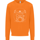 Vitruvian Drummer Funny Drumming Mens Sweatshirt Jumper Orange