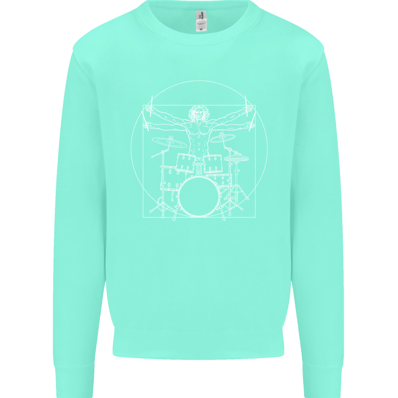 Vitruvian Drummer Funny Drumming Mens Sweatshirt Jumper Peppermint