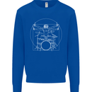 Vitruvian Drummer Funny Drumming Mens Sweatshirt Jumper Royal Blue
