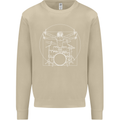 Vitruvian Drummer Funny Drumming Mens Sweatshirt Jumper Sand