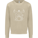 Vitruvian Drummer Funny Drumming Mens Sweatshirt Jumper Sand
