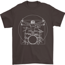 Vitruvian Drummer Funny Drumming Mens T-Shirt Cotton Gildan Dark Chocolate