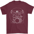 Vitruvian Drummer Funny Drumming Mens T-Shirt Cotton Gildan Maroon