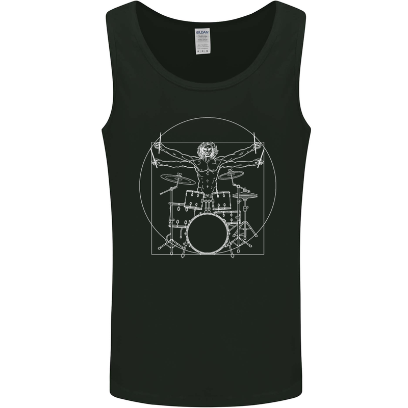 Vitruvian Drummer Funny Drumming Mens Vest Tank Top Black