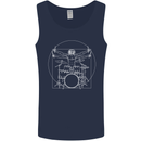 Vitruvian Drummer Funny Drumming Mens Vest Tank Top Navy Blue
