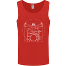 Vitruvian Drummer Funny Drumming Mens Vest Tank Top Red