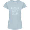 Vitruvian Drummer Funny Drumming Womens Petite Cut T-Shirt Light Blue