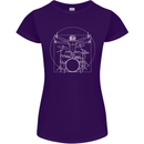 Vitruvian Drummer Funny Drumming Womens Petite Cut T-Shirt Purple