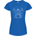 Vitruvian Drummer Funny Drumming Womens Petite Cut T-Shirt Royal Blue