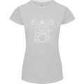 Vitruvian Drummer Funny Drumming Womens Petite Cut T-Shirt Sports Grey