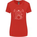 Vitruvian Drummer Funny Drumming Womens Wider Cut T-Shirt Red