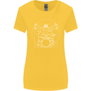 Vitruvian Drummer Funny Drumming Womens Wider Cut T-Shirt Yellow