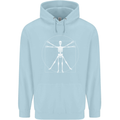 Vitruvian Skeleton Halloween Skull Funny Childrens Kids Hoodie Light Blue