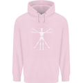 Vitruvian Skeleton Halloween Skull Funny Childrens Kids Hoodie Light Pink