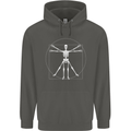 Vitruvian Skeleton Halloween Skull Funny Childrens Kids Hoodie Storm Grey