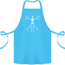 Vitruvian Skeleton Halloween Skull Funny Cotton Apron 100% Organic Turquoise