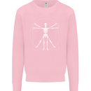 Vitruvian Skeleton Halloween Skull Funny Kids Sweatshirt Jumper Light Pink