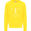 Vitruvian Skeleton Halloween Skull Funny Kids Sweatshirt Jumper Yellow