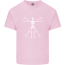 Vitruvian Skeleton Halloween Skull Funny Kids T-Shirt Childrens Light Pink