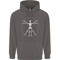 Vitruvian Skeleton Halloween Skull Funny Mens 80% Cotton Hoodie Charcoal