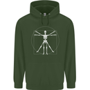 Vitruvian Skeleton Halloween Skull Funny Mens 80% Cotton Hoodie Forest Green