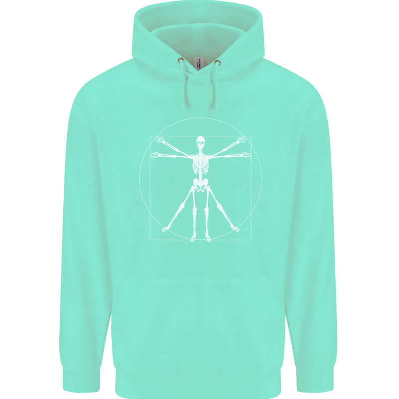 Vitruvian Skeleton Halloween Skull Funny Mens 80% Cotton Hoodie Peppermint