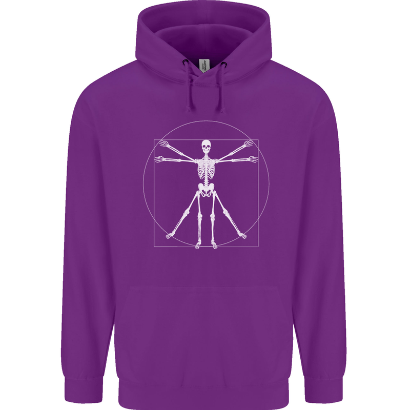 Vitruvian Skeleton Halloween Skull Funny Mens 80% Cotton Hoodie Purple