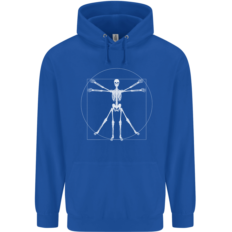 Vitruvian Skeleton Halloween Skull Funny Mens 80% Cotton Hoodie Royal Blue