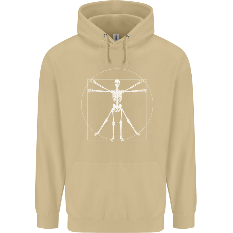 Vitruvian Skeleton Halloween Skull Funny Mens 80% Cotton Hoodie Sand