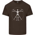 Vitruvian Skeleton Halloween Skull Funny Mens Cotton T-Shirt Tee Top Dark Chocolate