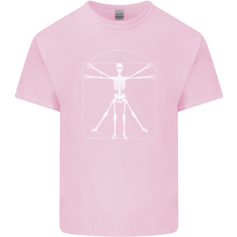 Vitruvian Skeleton Halloween Skull Funny Mens Cotton T-Shirt Tee Top Light Pink