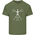Vitruvian Skeleton Halloween Skull Funny Mens Cotton T-Shirt Tee Top Military Green
