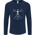 Vitruvian Skeleton Halloween Skull Funny Mens Long Sleeve T-Shirt Navy Blue