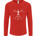 Vitruvian Skeleton Halloween Skull Funny Mens Long Sleeve T-Shirt Red