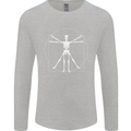 Vitruvian Skeleton Halloween Skull Funny Mens Long Sleeve T-Shirt Sports Grey
